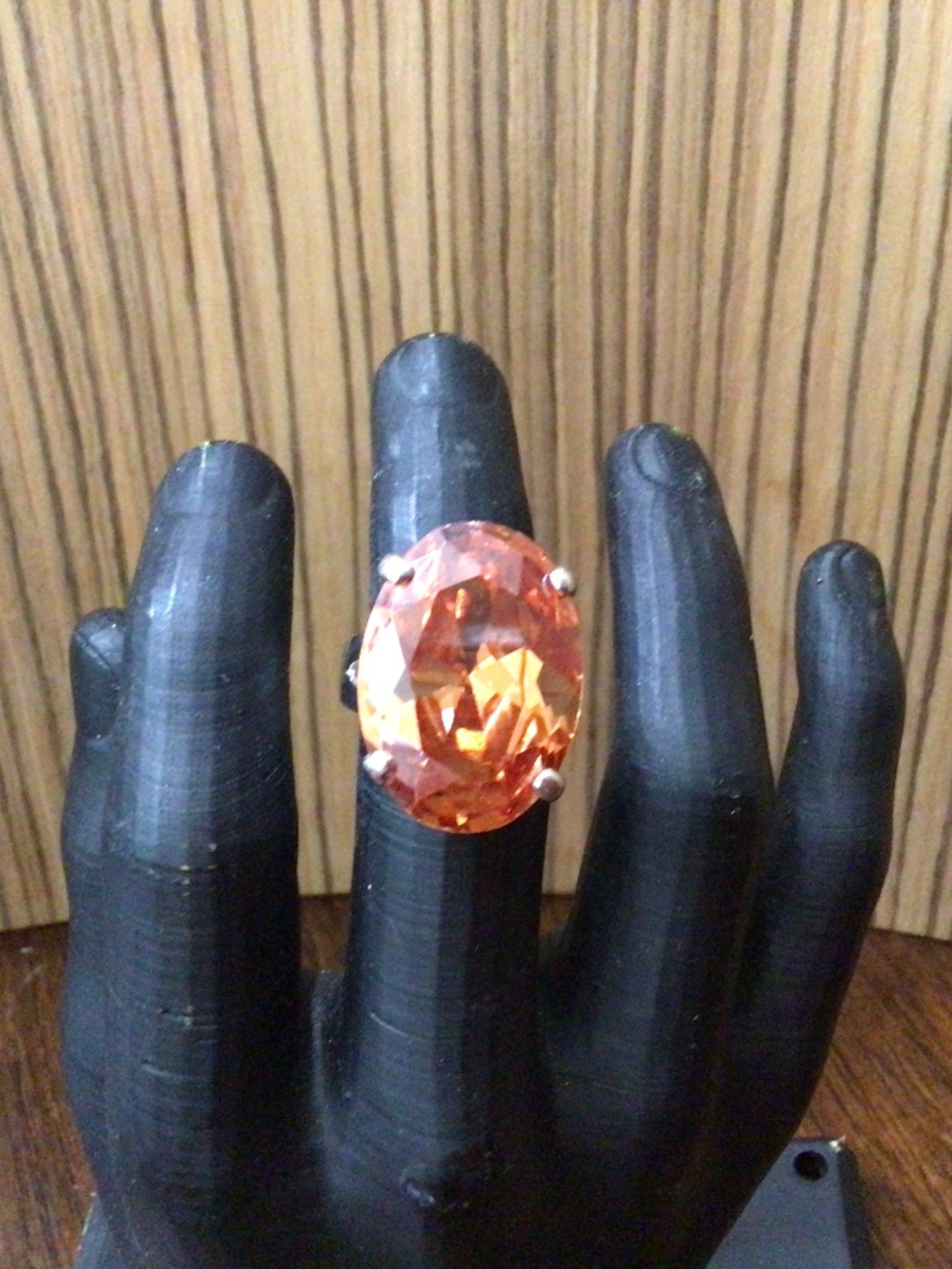 Fashion ring with a large oval Topez colored stone. Size 7. Great shape